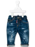 Dsquared2 Kids - Ripped Cropped Jeans - Kids - Cotton/spandex/elastane - 9 Mth, Blue