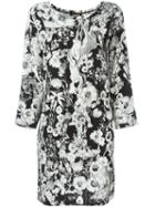 Roberto Cavalli Floral Print Shift Dress, Women's, Size: 40, Black, Silk