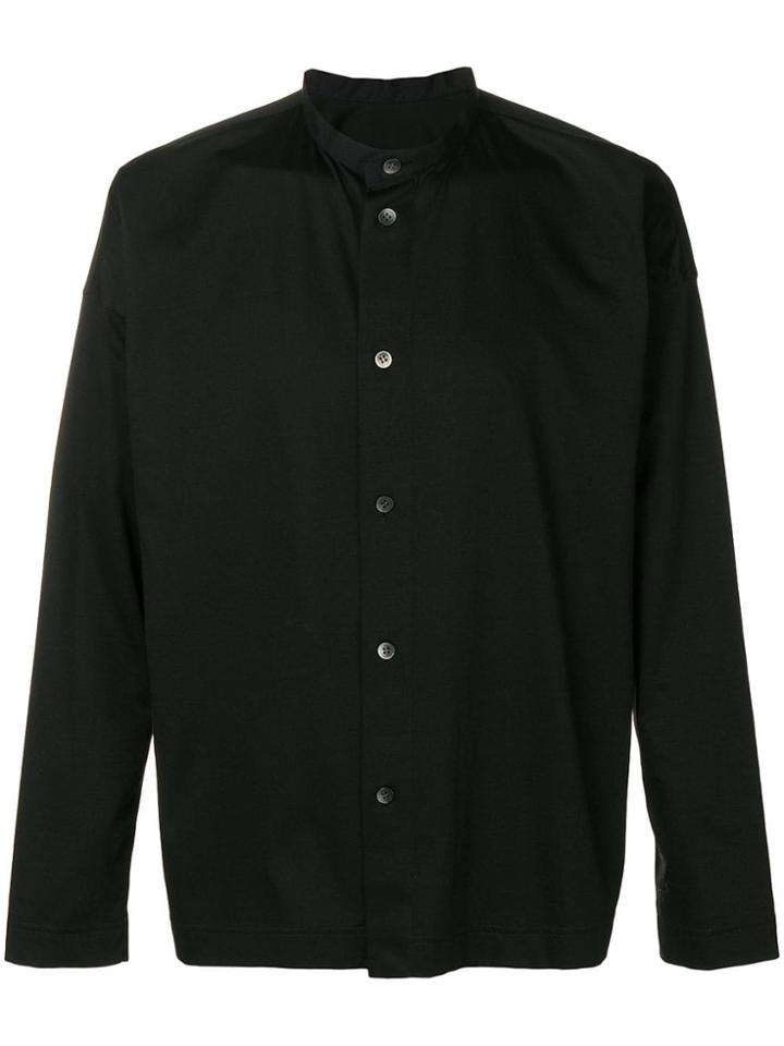 Homme Plissé Issey Miyake Grandad Collar Shirt - Black