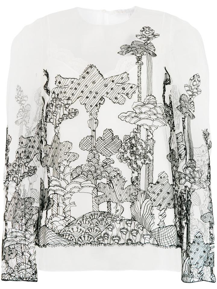 Chloé Dreamscape Tulle Blouse - White