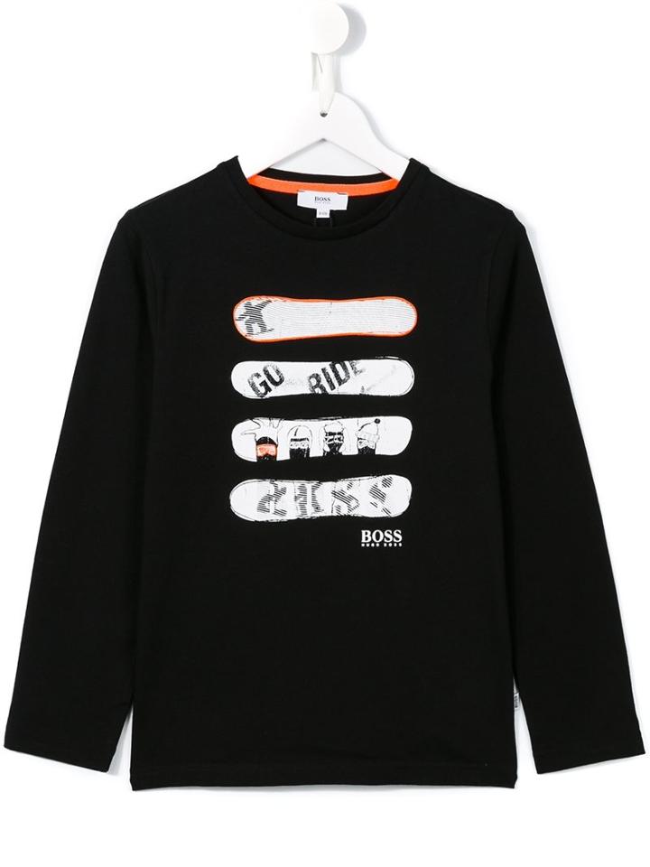 Boss Kids Snowboard Print T-shirt, Boy's, Size: 10 Yrs, Black