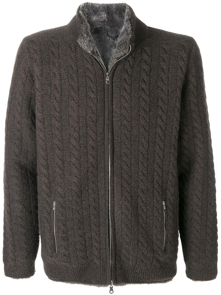 N.peal Lined Cable Cashmere Cardigan - Brown