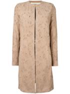 Drome Cut-off Pattern Collarless Coat, Women's, Size: Xs, Nude/neutrals, Goat Skin