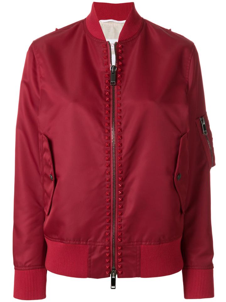 Valentino Free Rockstud Bomber Jacket - Red