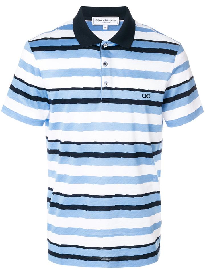 Salvatore Ferragamo Striped Polo Shirt - Blue