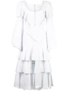 Jonathan Simkhai Gingham Poplin Puff Sleeve Midi Dress - White