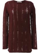 T By Alexander Wang Distressed Oversized Jumper, Women's, Size: Small, Red, Merino