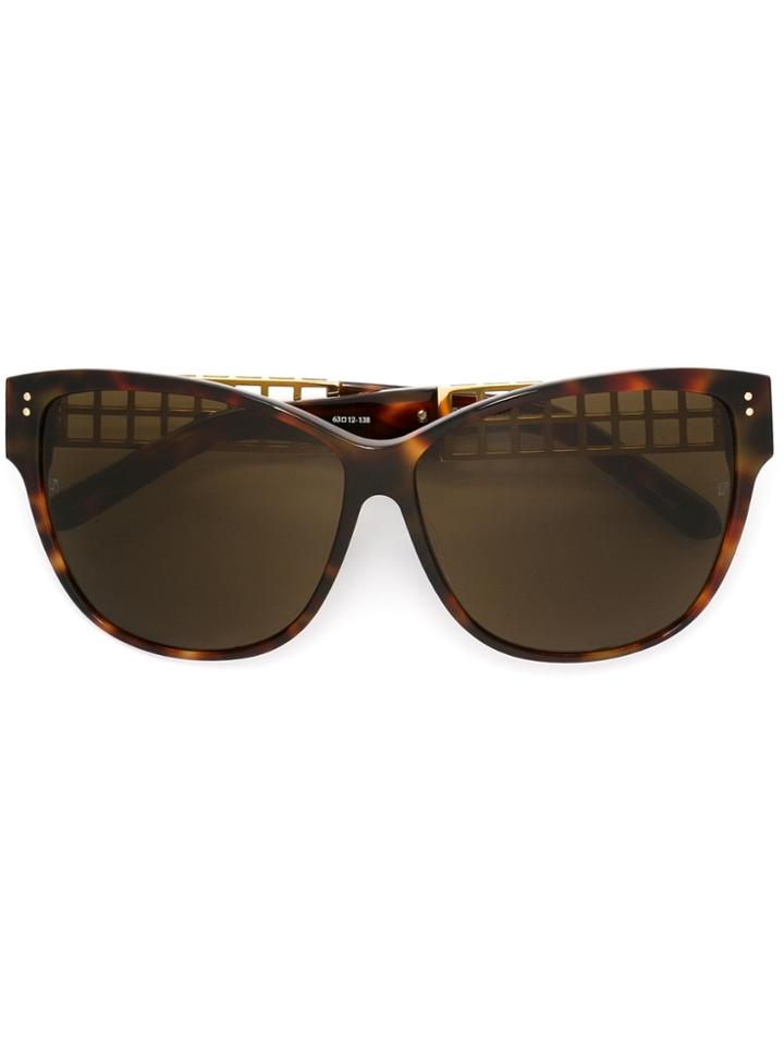 Linda Farrow '411' Sunglasses - Brown