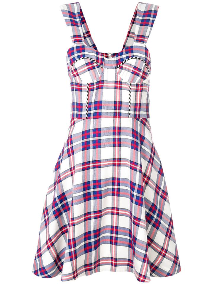 House Of Holland Checked Flared Dress - Blue