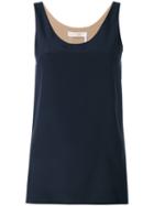 Chloé - Round Neck Tank Top - Women - Silk/acetate - 42, Blue, Silk/acetate