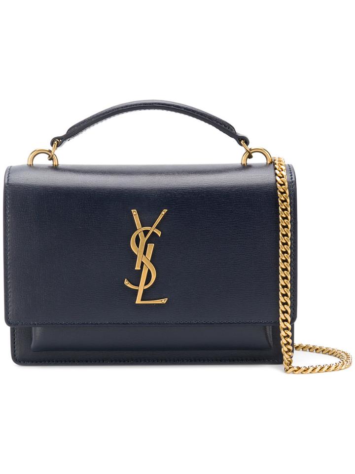 Saint Laurent Logo Plaque Tote Bag - Blue