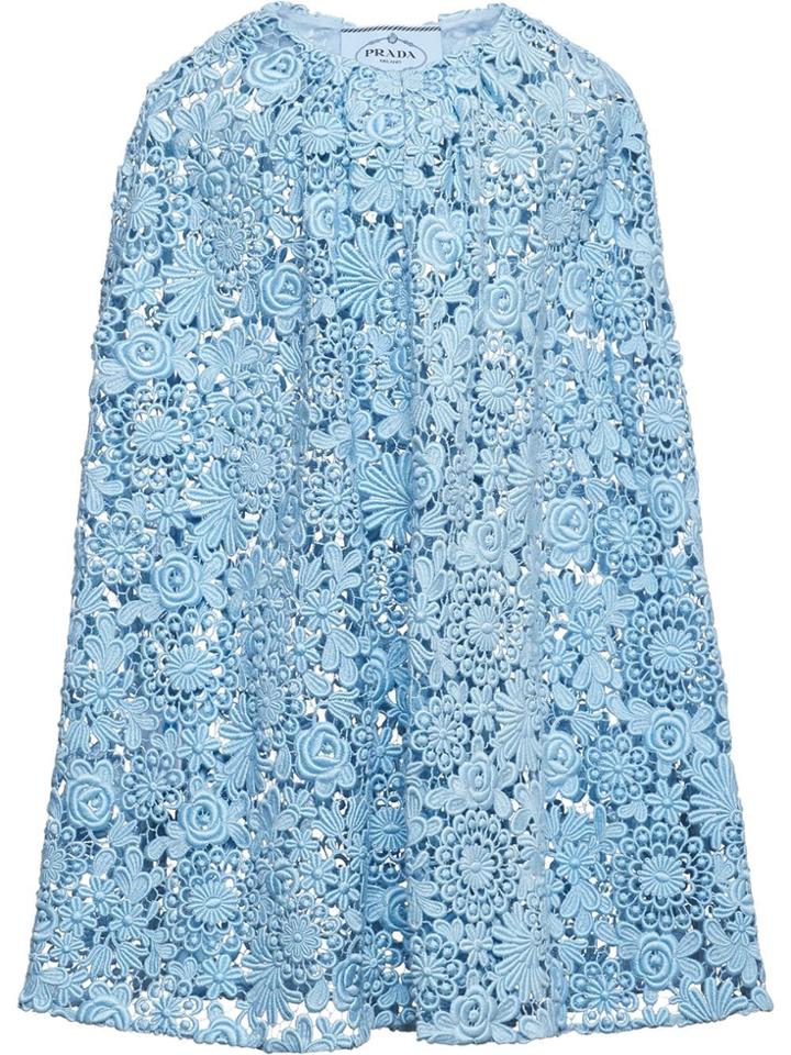Prada Guipure Lace Cape - Blue