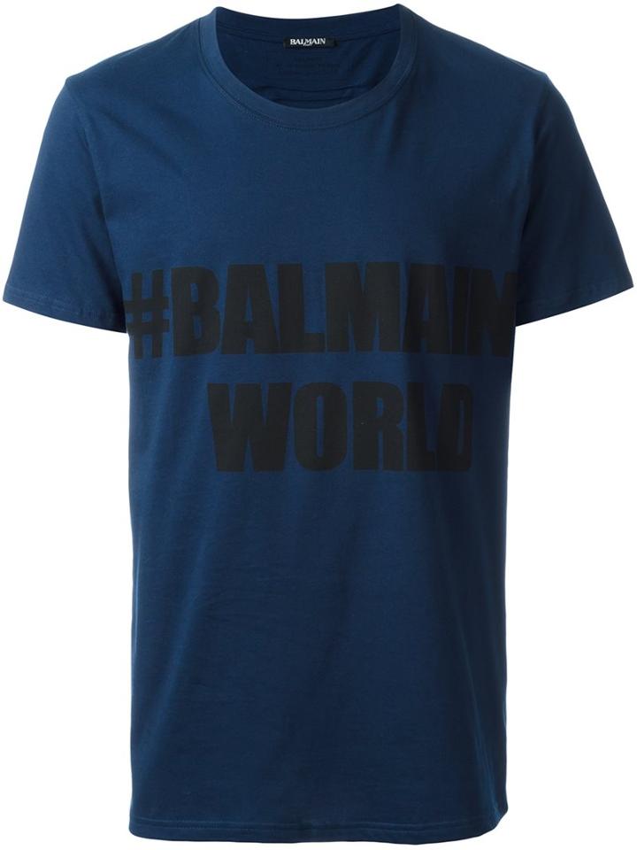 Balmain #balmain World T-shirt, Men's, Size: Xxl, Blue, Cotton