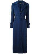 Twin-set Belted Trench Coat, Women's, Size: 42, Blue, Polyester/viscose/spandex/elastane