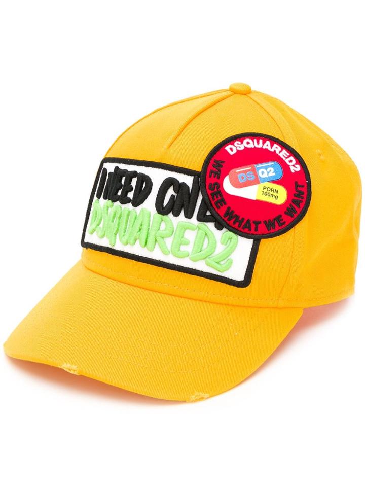 Dsquared2 Logo Embroidered Baseball Cap - Yellow