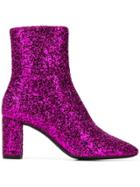 Saint Laurent Glitter Ankle Boots - Pink & Purple
