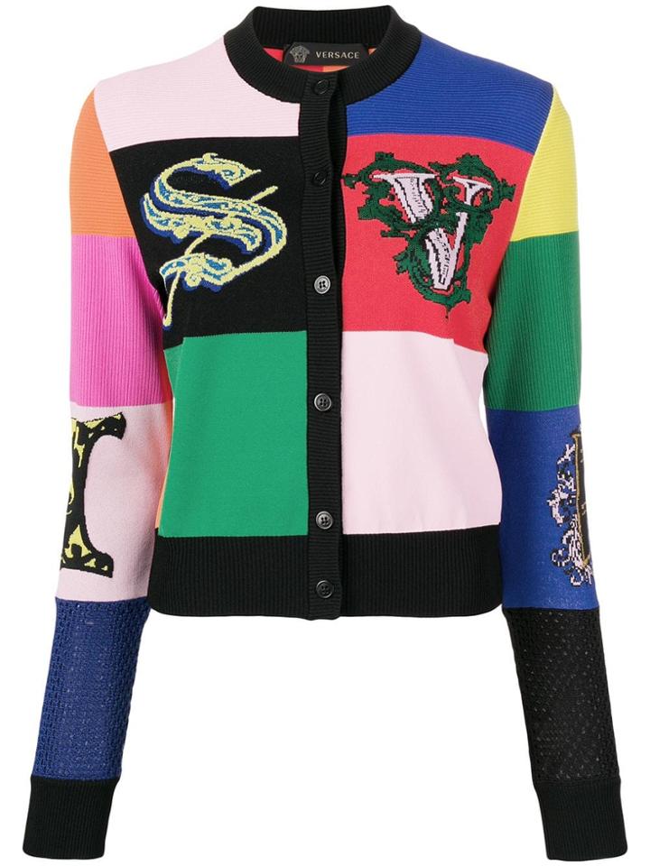 Versace Alphabet Motif Cardigan - Green
