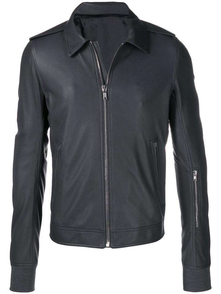 Rick Owens Fitted Leather Jacket - Grey