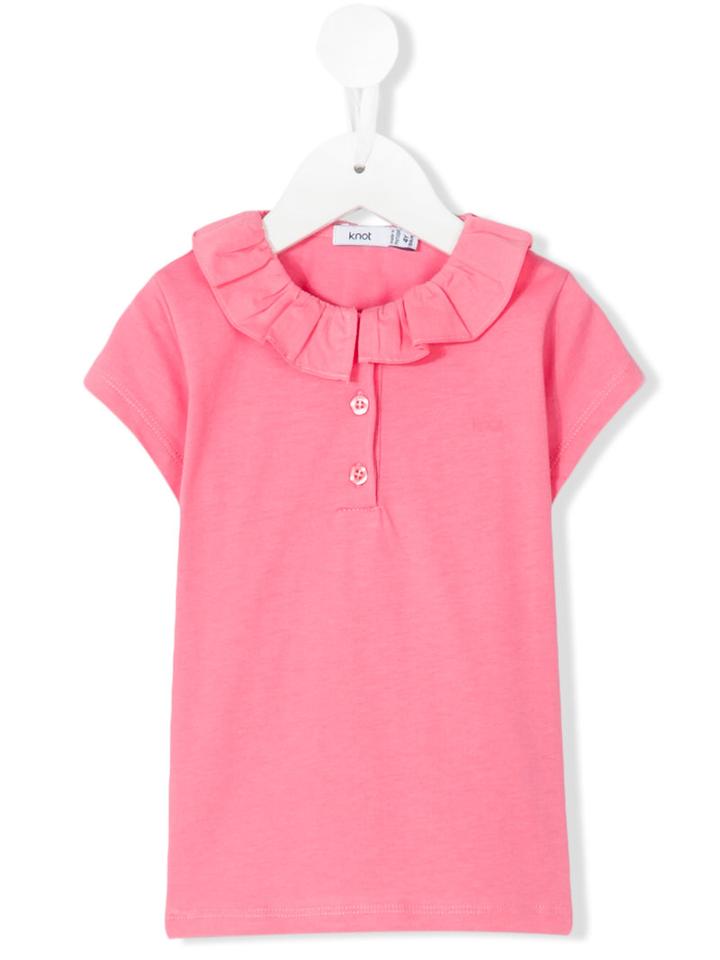 Knot - Frill Polo Top - Kids - Cotton - 6 Yrs, Pink/purple
