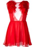 Daniele Carlotta Ruffled Trim Dress, Women's, Size: 44, Red, Silk