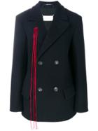Maison Margiela Double Breasted Fringed Coat - Blue