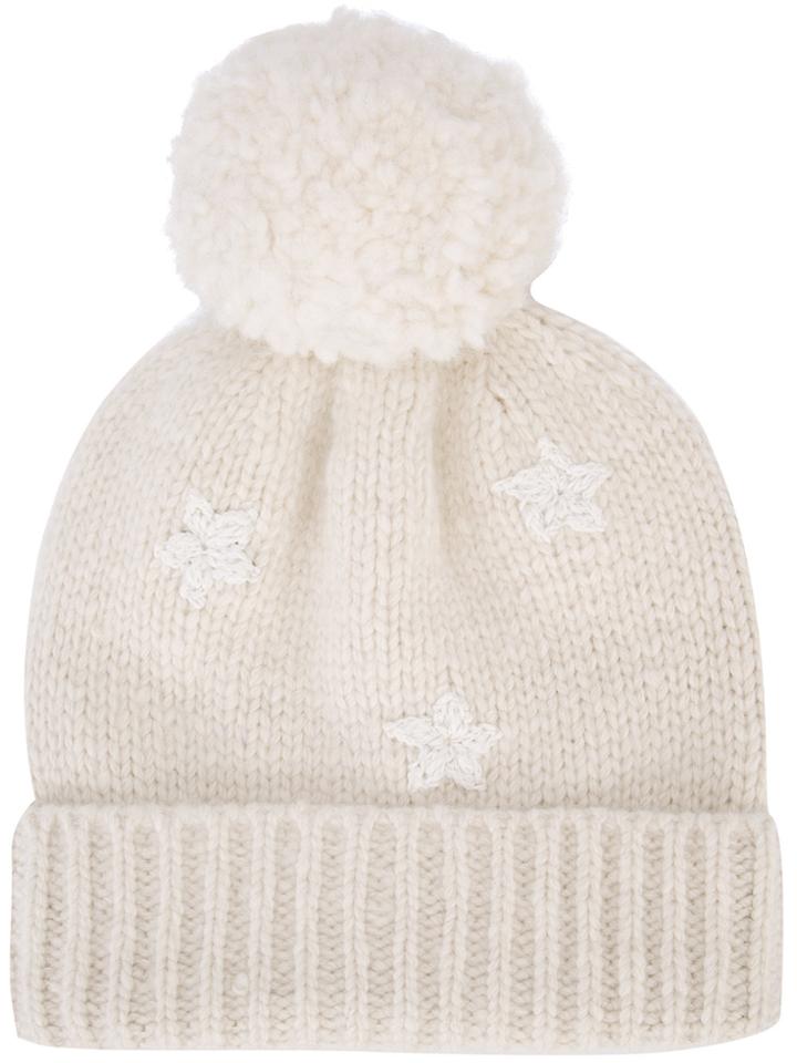 The Elder Statesman Cashmere Pom Pom Beanie - Nude & Neutrals