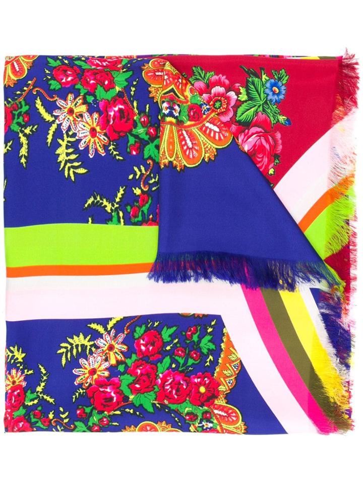 Pierre-louis Mascia Floral Print Scarf - Blue