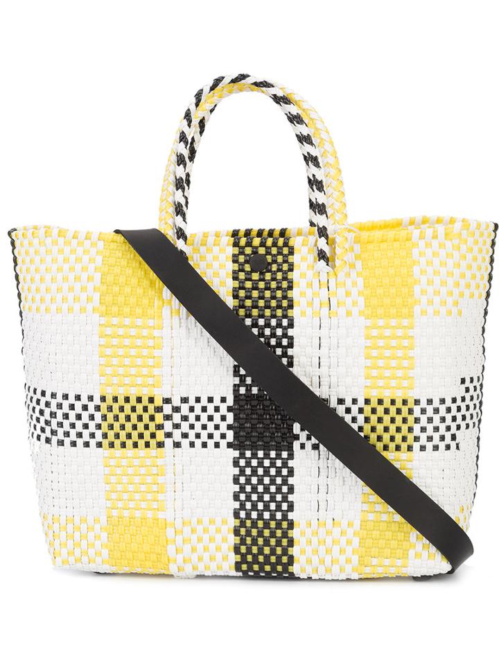 Truss Nyc - Check Tote Bag - Women - Leather/plastic - One Size, White, Leather/plastic