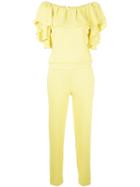 P.a.r.o.s.h. - Frill Trim Jumpsuit - Women - Polyester - Xs, Yellow/orange, Polyester