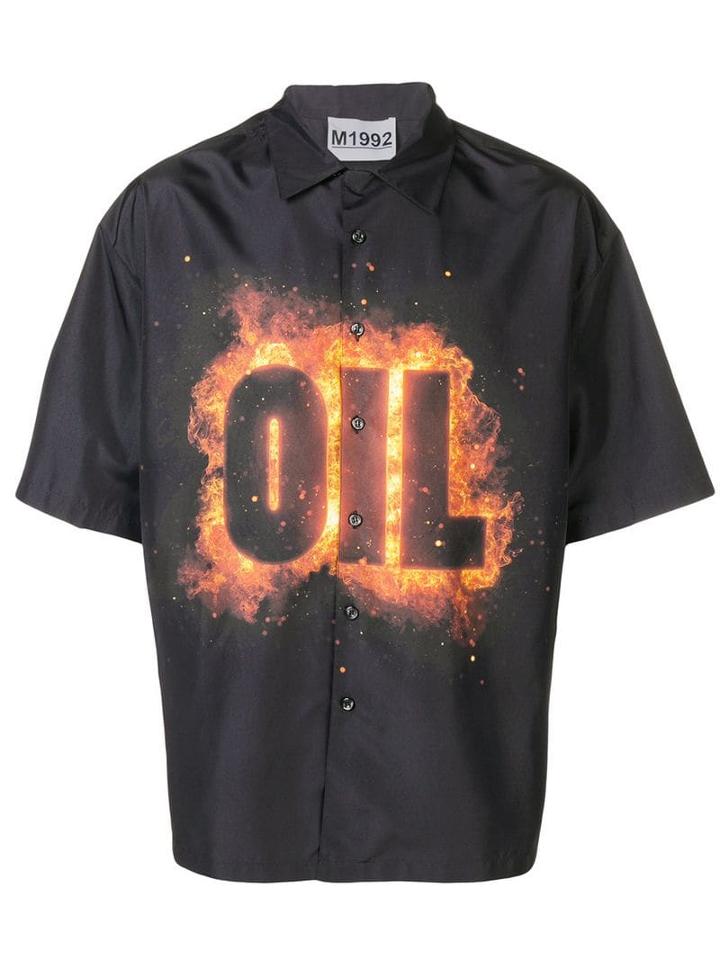 M1992 Oil Print Boxy Shirt - Black