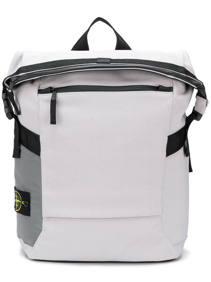 Stone Island Logo Panel Backpack - Grey