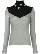 Tu Es Mon Trésor Bow-embellished Panelled Turtleneck Sweater - Grey