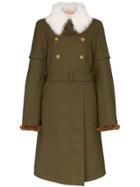 Chloé Faux Fur Collar Trench Coat - Green