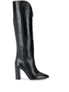 Paris Texas 100mm Pointed Knee Length Boots - Black