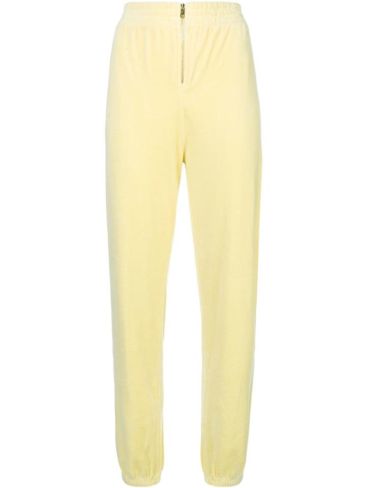 Juicy Couture Velour Zip Jogger Pants - Yellow & Orange