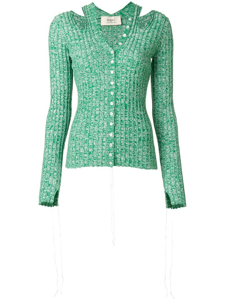 Ports 1961 Ribbed Cut-out Cardigan - Green