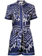 Valentino Logo Printed Playsuit - Blue