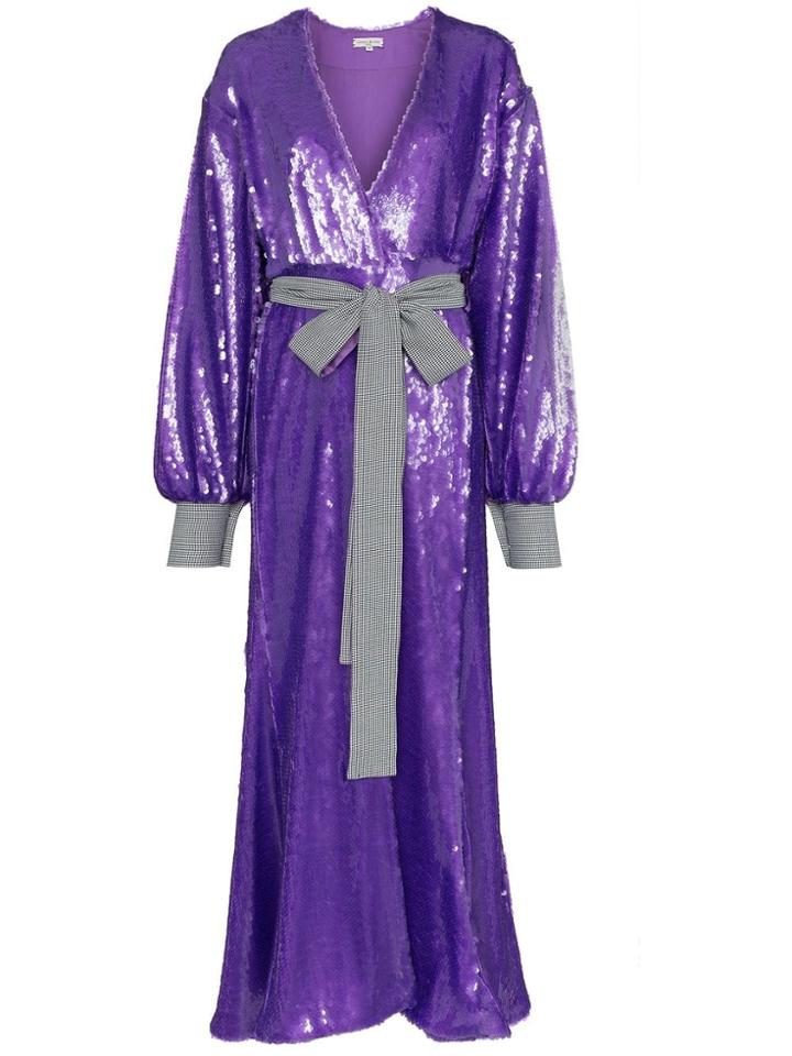Natasha Zinko Sequin Embellished Maxi Robe Dress - Purple