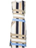 Msgm Striped Sleeveless Dress, Women's, Size: 42, Nude/neutrals, Polyester/viscose