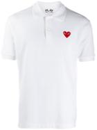 Comme Des Garçons Play Almond-eye Heart Patch Polo Shirt - White