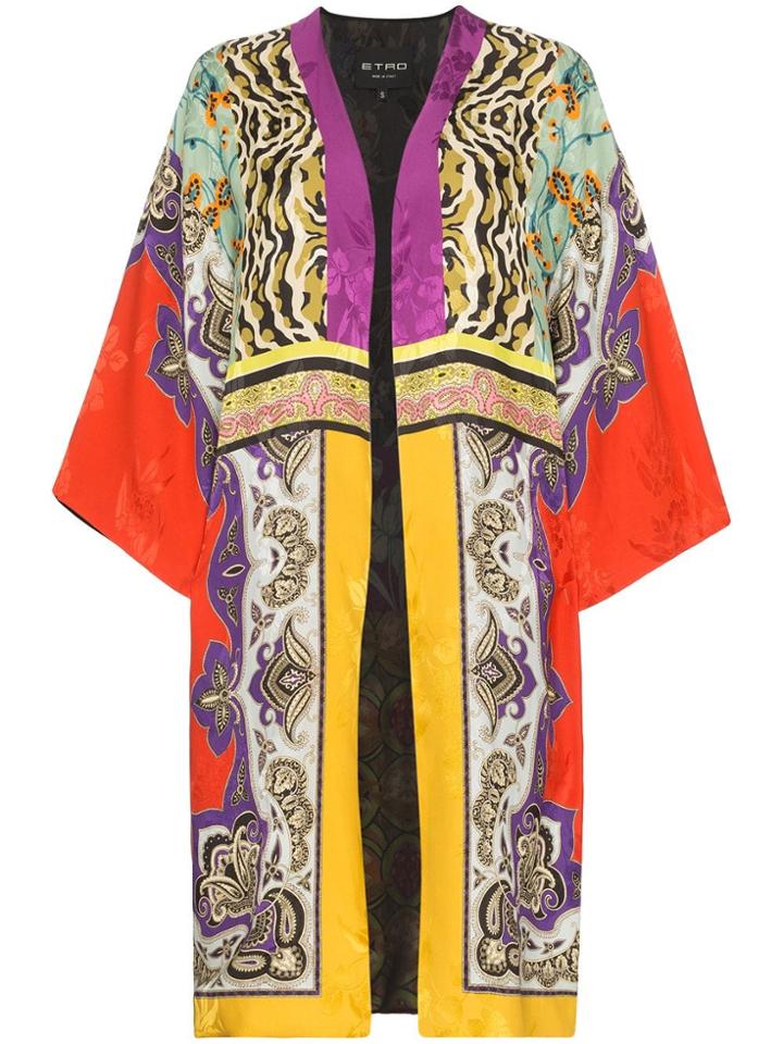 Etro Patch Print Jacquard Kimono - Multicolour