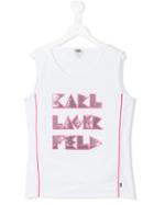Karl Lagerfeld Kids - Logo Print Tank Top - Kids - Cotton/spandex/elastane - 16 Yrs, Girl's, White