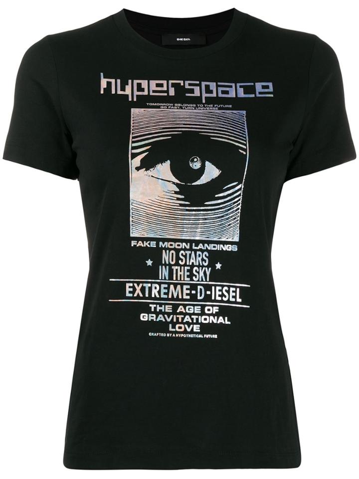Diesel Iridescent Foil Print T-shirt - Black