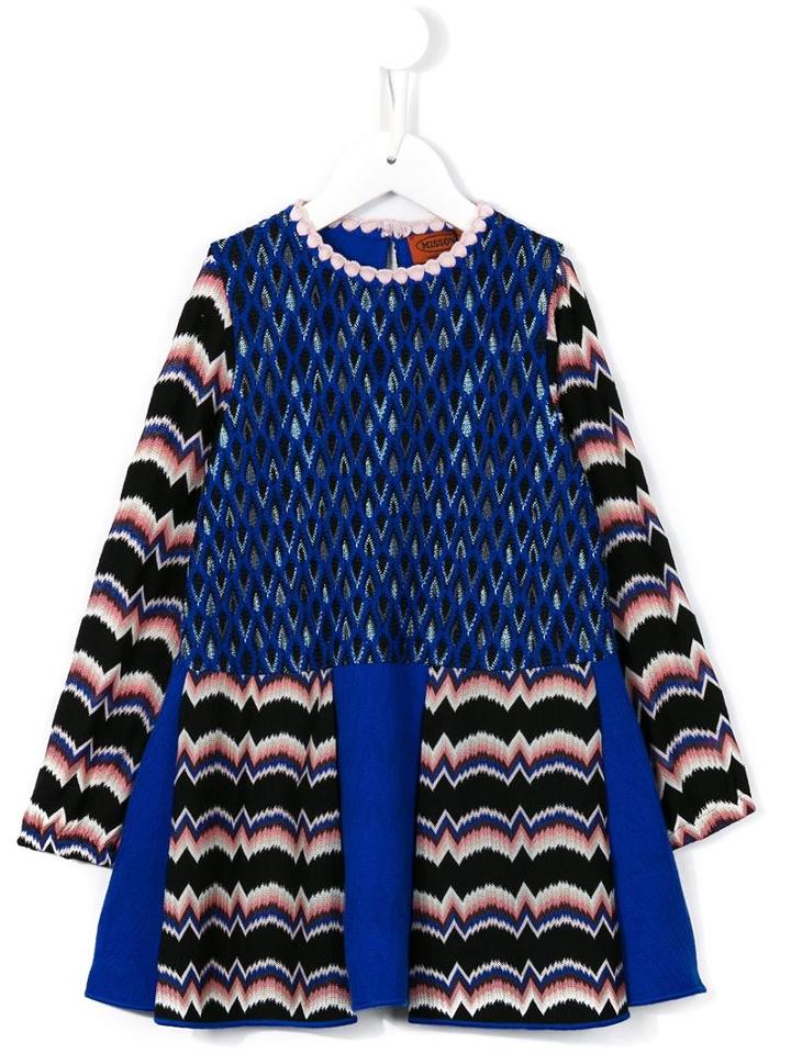 Missoni Kids Zig-zag Knitted Dress, Girl's, Size: 8 Yrs, Blue