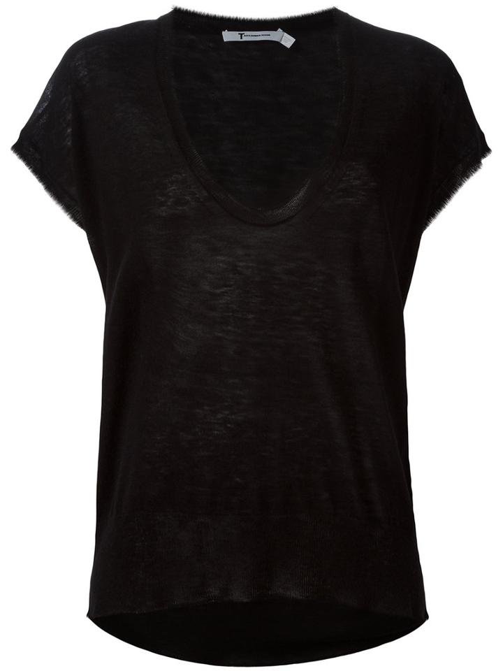 Alexander Wang Knit Scoop Neck Top, Women's, Size: Large, Black, Wool/polyester/cashmere