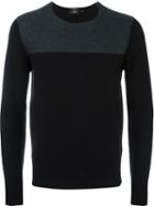 Boss Hugo Boss Colour Block Crew Neck Sweater, Men's, Size: Medium, Black, Cotton/virgin Wool