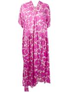 Christian Wijnants - Floral-print Asymmetric Dress - Women - Silk - 36, Women's, Pink/purple, Silk