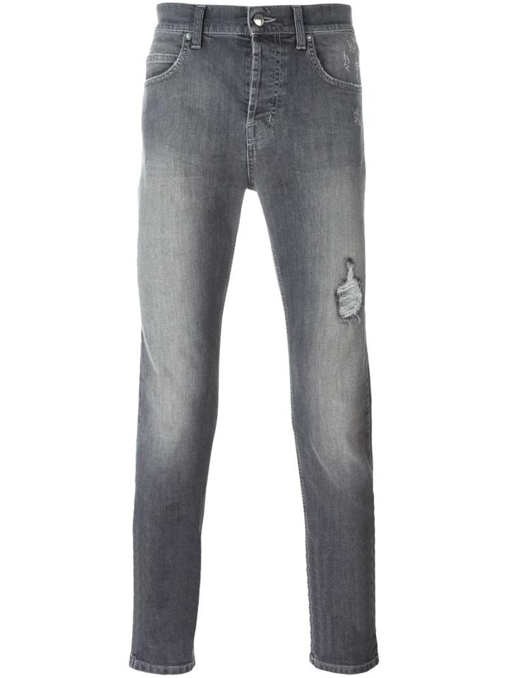 Mcq Alexander Mcqueen Distressed Slim Fit Jeans, Men's, Size: 31, Grey, Cotton/spandex/elastane