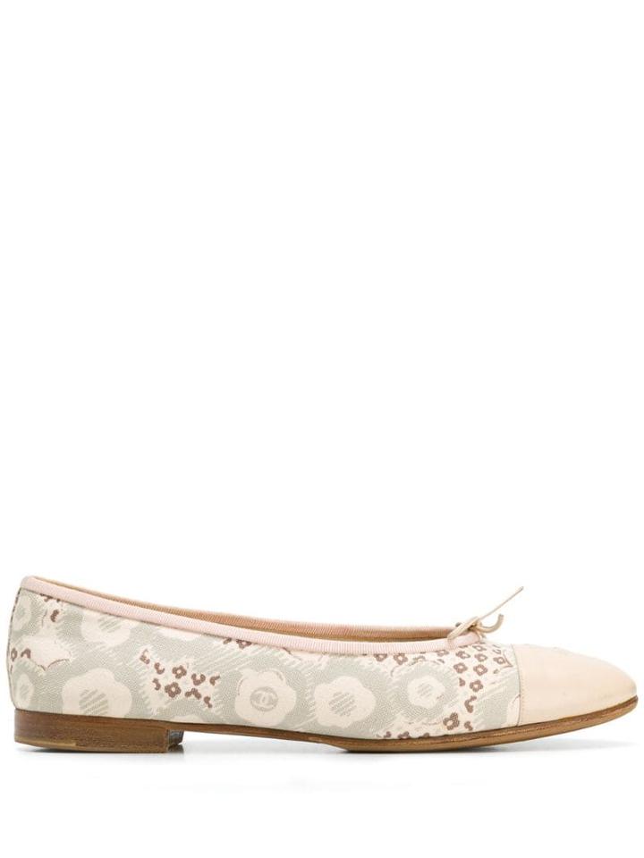 Chanel Pre-owned 2000's Floral Print Ballerina Shoes - Neutrals