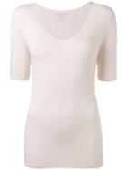 V-neck Slim-fit Blouse - Women - Spandex/elastane/viscose - 2, Pink/purple, Spandex/elastane/viscose, Majestic Filatures
